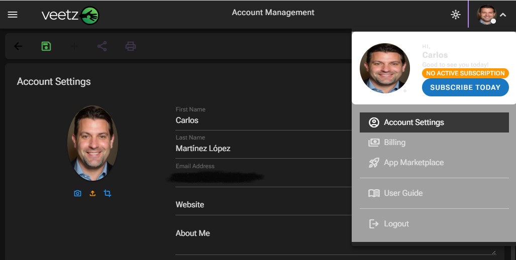 Navegando para as Configurações da Conta